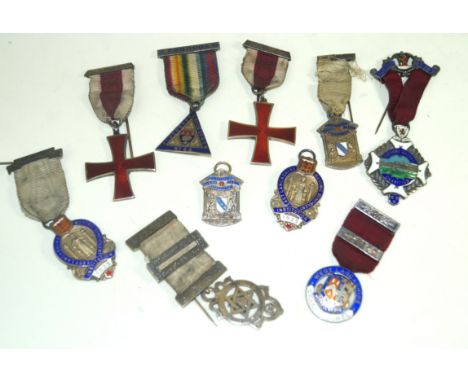 A collection of approx ten good quality silver and enamel Masonic badges, 20th CenturyTo include Masonic Maltese Cross medal,