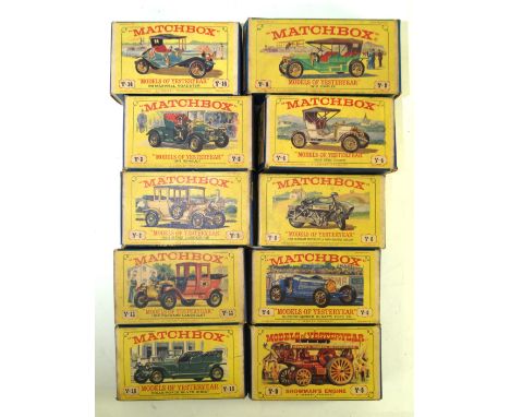 Ten boxed Matchbox Models of Yesteryear - some afComprising Y2 1911 Renault, Y3 1910 Benz Limousine, Y4 1909 Opal Coupe, Y6 S