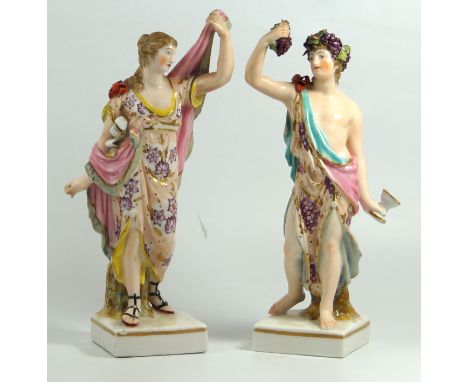 A pair of 19th Century Derby hard-paste porcelain figuresDepicting Bacchus and Bacchantes, each with incised numbers to base,