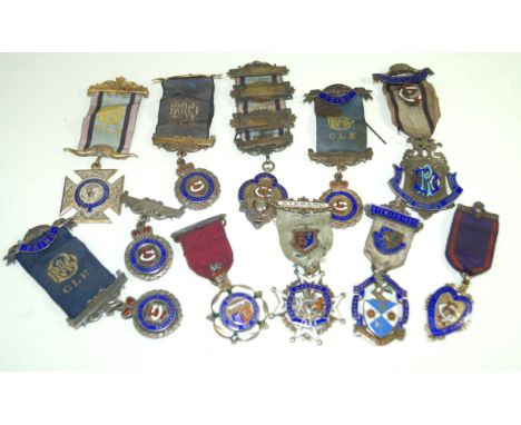 A collection of approx eleven good quality silver and enamel Masonic badges, 20th CenturySubjects to include Independant Orde