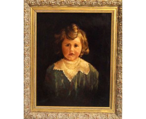 British School (19th Century) - 'Portrait of a young girl'Oil on canvas, approx. 47x37cm, inset relief moulded and swept gilt
