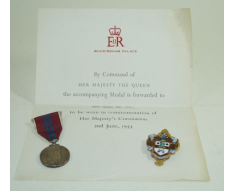 A 9ct gold and enamel Mayor's badge dated 1953Awarded Councillor Harry Barnes by the Morley Town Council, weight approx 23.4g