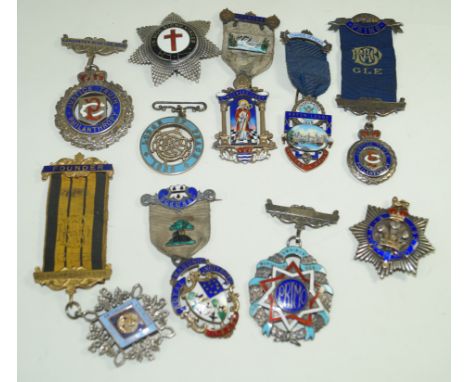 A collection of ten good quality silver and enamel Masonic badges, early 20th CenturyTo include King Edward Lodge, Stewards M