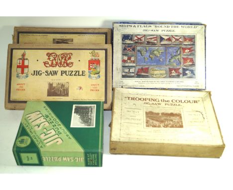 Ten boxed wooden jigsaws (cannot guarantee completeness)Comprising Chad Valley 'The Blue Bird', Imperial Airways Empire Flyin