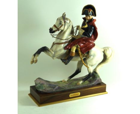 A large and impressive Royal Worcester figure 'Napoleon' Modelled by Bernard Winksill, raised on wooden plinth base, height 3