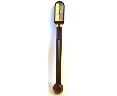 A rosewood cased barometer by Ashdown of Tunbridge, mid 19th CenturyWith yesterday and today gauges, twin ivory adjustment kn