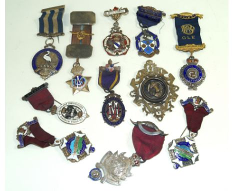 A collection of approx eleven good quality Masonic silver and enamel jewels, early 20th CenturySubjects to include Odd Fellow