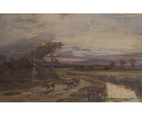 Charles Frederick Allbon ARE (British, 1856-1926) - 'Evening after a Shower'Watercolour, signed, remnants of old handwritten 
