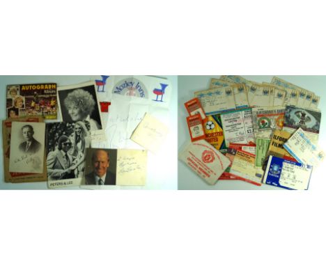 A large collection of assorted football memorabilia Various autographs to include Matt Busby, Bobby Charlton, Joe Jordan, Kev