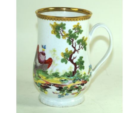 An early 20th Century Samson of Paris porcelain tankard of baluster formHand-painted with birds of paradise in landscape scen