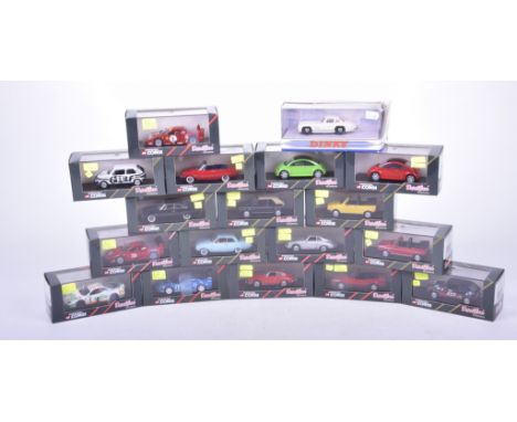 Seventeen boxed Corgi Detail Cars platinum/titanium and one Dinky DY12 Mercedes Benz 300SLTo the scale of 1:43. (18)