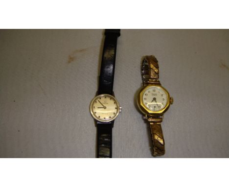 Vintage Ladies Omega watch on later leather strap & ladies Rone wristwatch