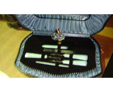 Vintage manicure set in musical box