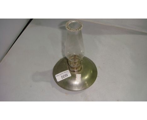 Canadian polished pewter oil lamp