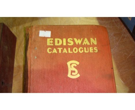 Vintage Ediswan catalogues in single bound volume & vintage metal money box