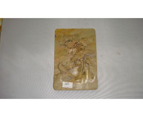 Carved Chinese soapstone panel