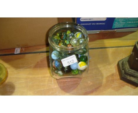 Jar of vintage and later marbles