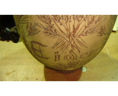 Provincial pottery Donyatt style cider bottle with sgraffito decoration