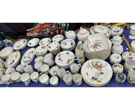 A Royal Worcester Evesham Vale part tea and dinner service including tureens, storage jars, plates etc 