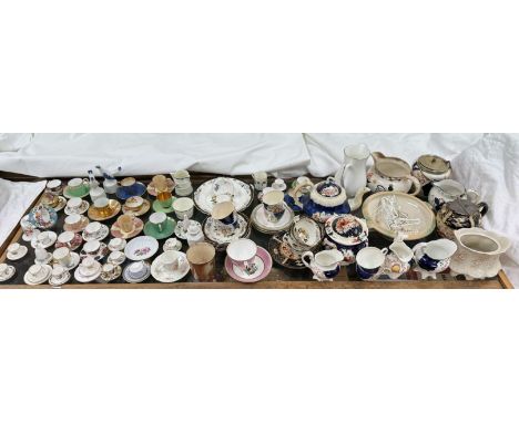 Two Royal Worcester rose decorated cabinet cup and saucer together with a collection of cabinet cups and saucers, Gaudy Welsh