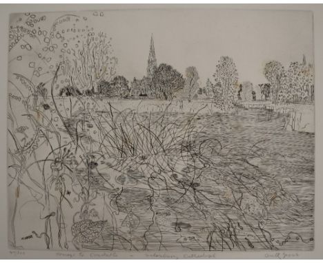 Anthony Gross CBE RA,British 1905-1984Homage to Constable - Salisbury CathedralEtching on woveSigned and numbered 48/100 in p