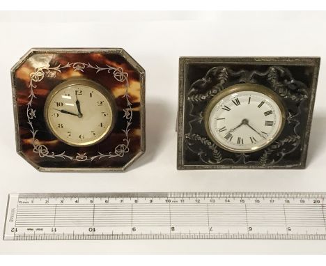 H/M SILVER CLOCK WITH A SILVER TRIMMED CLOCK - EACH 9CM X 9CM