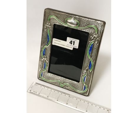 HM SILVER &amp; ENAMEL PHOTO FRAME - 20CM