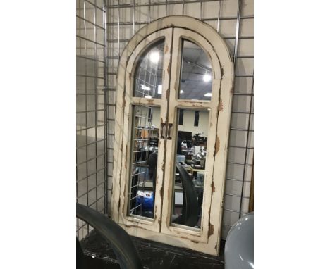 WHITE ARCH SHUTTER MIRROR - 100CM X 53CM