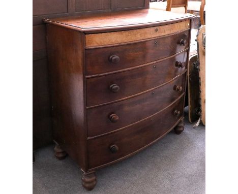 A Victorian Mahogany Bowfronted Scotch Chest, 110cm by 61cm by 123cm