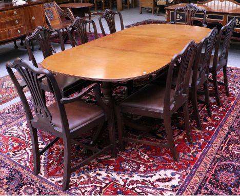 A Set of Six Hepple White Style Mahogany Dining Chairs, including a pair of carver chairs, together with a Regency style maho