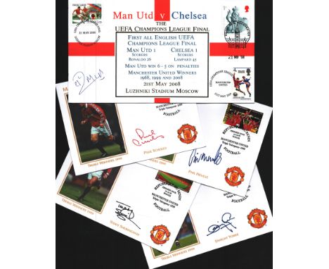 Manchester Utd signed FDC collection.  Includes Ronaldo, Scholes, Yorke, Phil Neville, Sheringham.  Good condition. All autog
