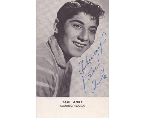 Paul Anka signed 6x4inch Columbia records vintage black and white promo photo. Good condition Est.  Good condition. All autog