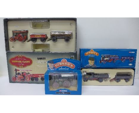 Three boxed model vehicles, Corgi Vintage Glory of Steam, 80305, and two Dibnah's Choice Vehicles, Garrett Tractor and Foden 