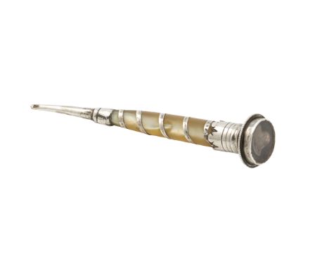 



A DUTCH SILVER AND MOTHER-OF-PEARL PIPE SCRAPER *endangered species
Apparently unmarked, Dutch, circa 1780 

With a relie