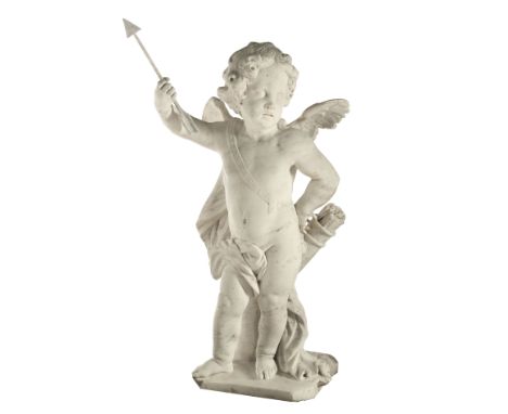  
 



A CARVED WHITE MARBLE FIGURE OF CUPID 
Dutch or Flemish, late 17th century 
Depicted standing in contrapposto holding 