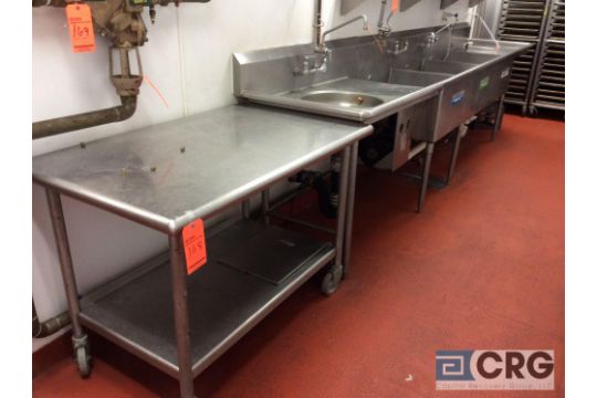 14 Ft Long 3 Compartment Stainless Steel Wash Sink With Food