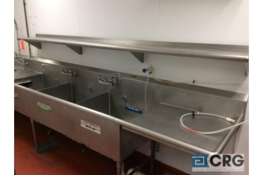 14 Ft Long 3 Compartment Stainless Steel Wash Sink With Food