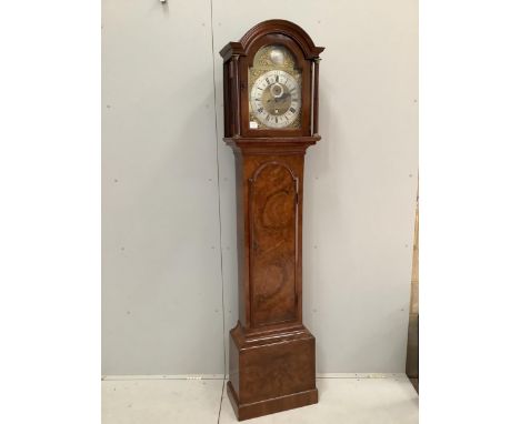 A George II and later burr walnut eight day longcase clock by Edward Croft, London, height 214cm. Condition - good