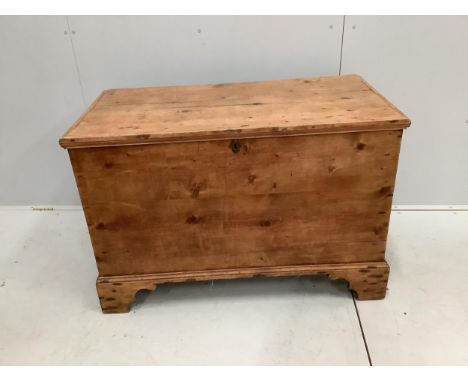 A Victorian rectangular pine trunk, width 110cm, depth 58cm, height 72cm. Condition - fair