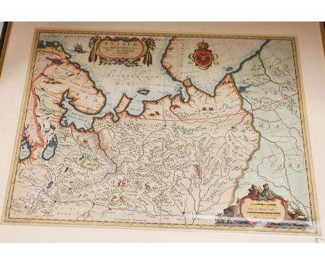After Isaac Massa (Dutch, 1586-1643), hand coloured engraved map of Moscow, (Russiae Vulgo Moscovia), 43 x 54cm. Condition - 