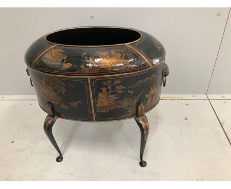 A reproduction Toleware chinoiserie lacquered planter, width 56cm, height 50cm.  Condition - good