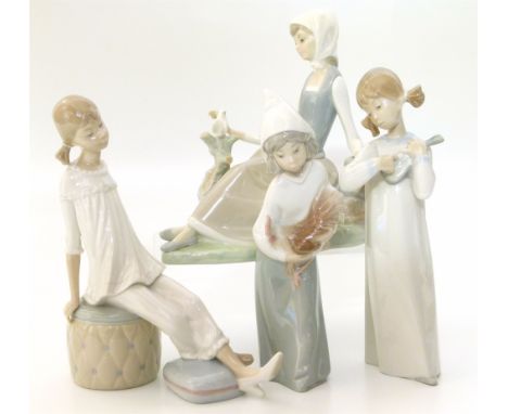 Four Lladro figures of Girls. Unfortunately we are not doing condition reports for this sale.