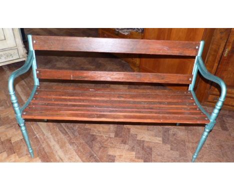 A cast iron garden bench with wooden seats Unfortunately we are not doing condition reports for this sale.