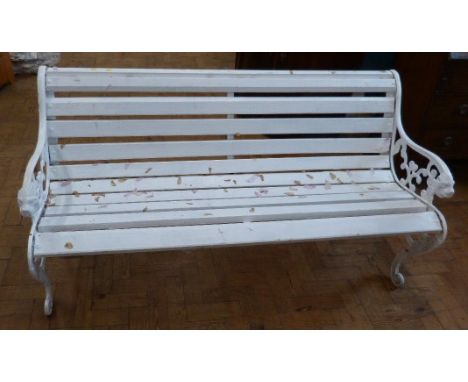 A cast iron garden bench with wooden seats Unfortunately we are not doing condition reports for this sale.