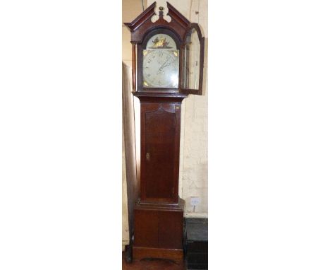 A 30-hour, oak long-case clock with painted enamel dial by Sharman, Melton Unfortunately we are not doing condition reports f