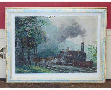 Framed oil painting by T.M. Lalley of 'Johnathan' The Dinorwic Quarry Engine complete with letter of confirmation from Doctor
