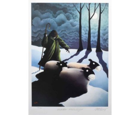 After Mackenzie Thorpe (1956-),Â "Winter Moonlight", signed and numbered 154/550 in pencil in the margin, with Washington Gre