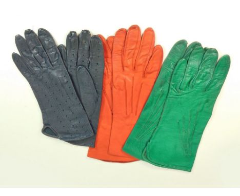 LEATHER GLOVES. Three pairs of vintage leather gloves.WE CAN SHIP THIS LOT.  PLEASE NOTE: Due to Covid-19 staff shielding, we