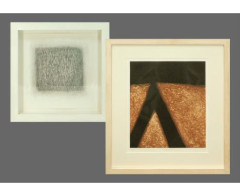 MARGRIT CLEGG & MAGGIE MATTHEWS. A carborundum limited edition print by Margrit Clegg, 'Chevron'. Signed, titled & numbered 5