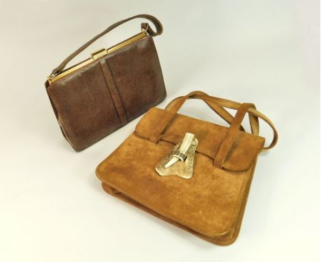 VINTAGE HANDBAGS. A lizard skin frame handbag by Lightstone Hubbard. Also, a vintage Scottish handbag with antler fastening, 